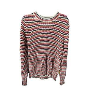 JOHN + JENN Striped Knit Pullover Sweater Sz Medium Black Tan Pink